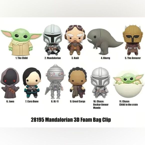 Disney Star Wars Mandalorian Figural Mystery Blind Bag Clip Charms QTY 1 - Picture 4 of 5